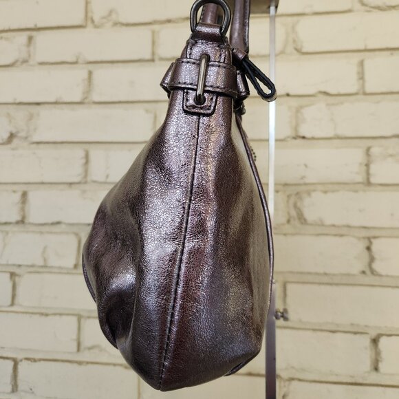 Like New Coach Madison Sophia In Metallic Pewter Shoulder Bag Handbag Purse - Picture 5 of 14